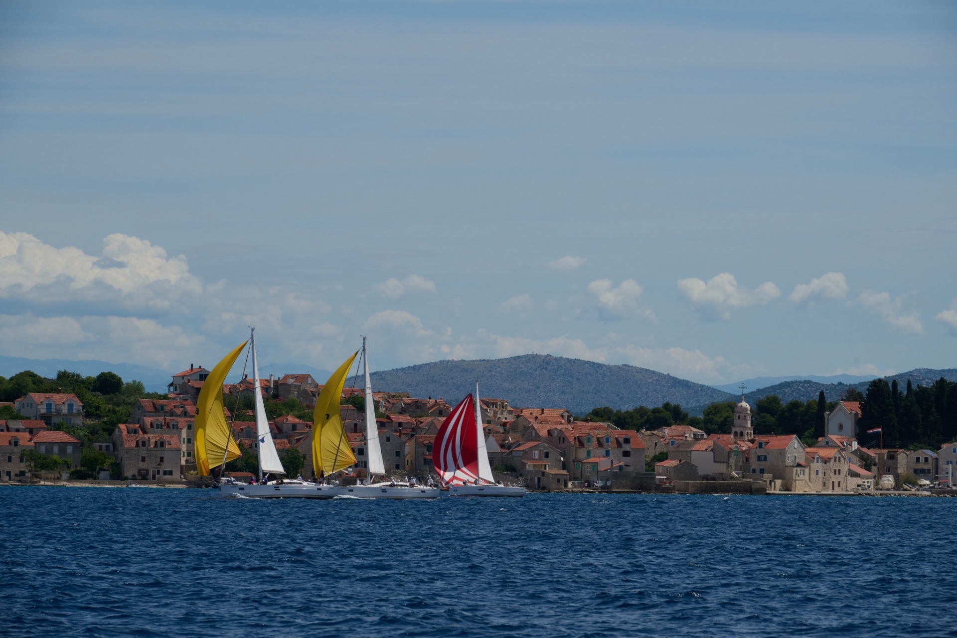 Sailing yachts along the Croatian coast